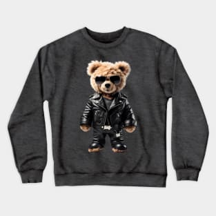 Leather Biker Teddy Bear Crewneck Sweatshirt